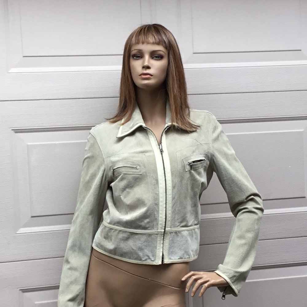 JUNE ANTHROPOLOGIE LEATHER SUEDE CROPPED JACKET L